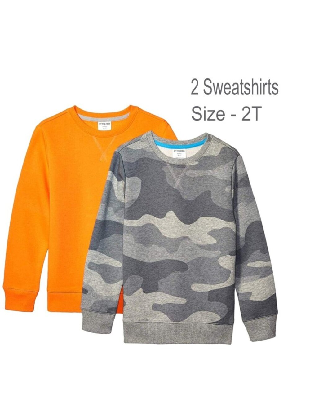 Lot of 2 Spotted Zebra Sweatshirts Gray Camo Solid Orange Size 2T Unisex